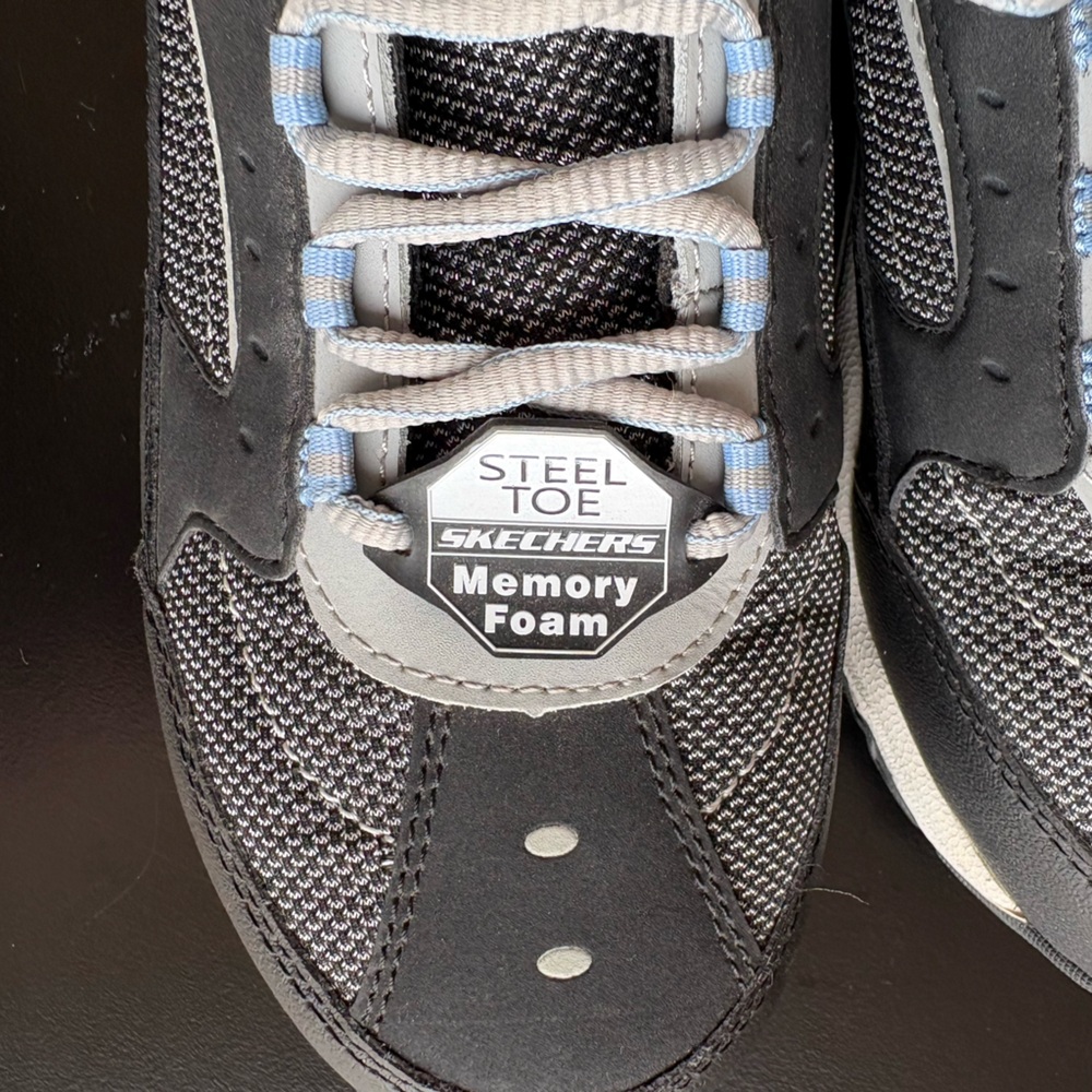 Sketchers Work: Biscoe Steel Toe Safety Shoes Size 9 Blue Black Memory Foam - Picture 7 of 14